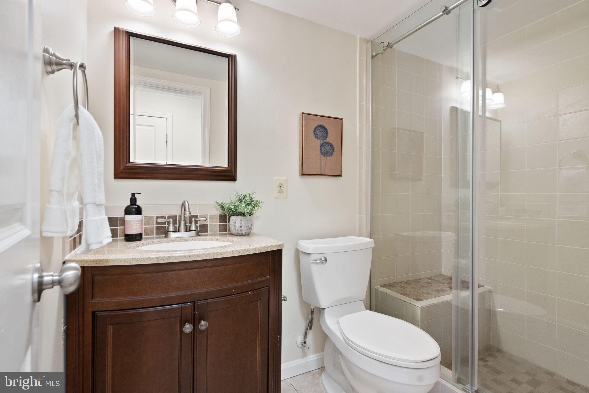 8144 Tall Timber Drive Gainesville, VA 20155 - Photo 55 of 73 a bathroom with a toilet sink vanity and mirror