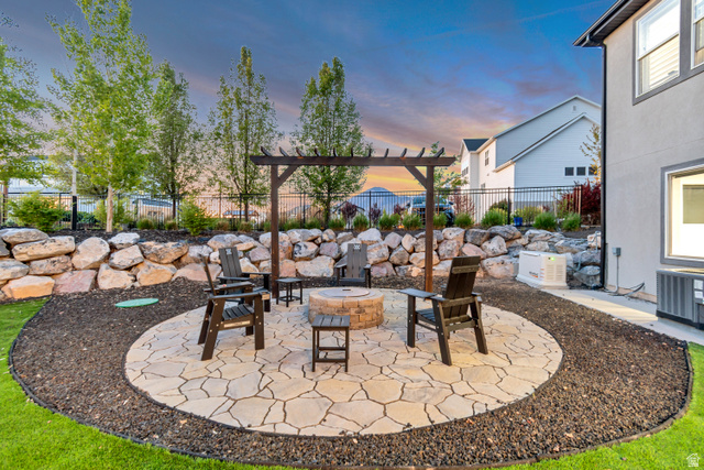 1526 South 500 West Mapleton, UT 84664 - Photo 26 of 54 View of patio / terrace with an outdoor fire pit and a pergola
