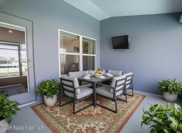 a outdoor space with furniture