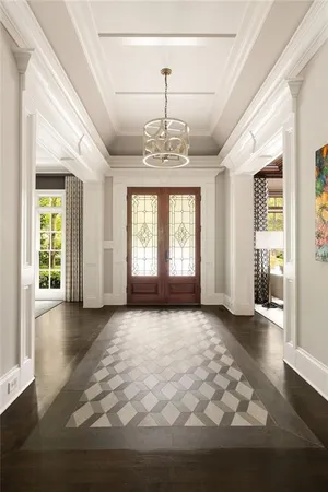 a outdoor dining space with furniture