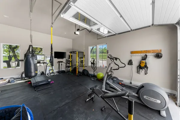 a view of a room with gym equipment