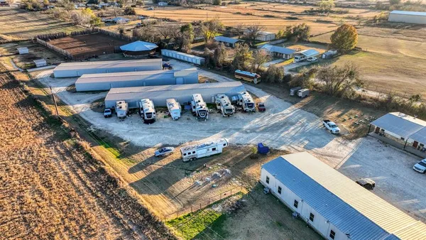 an aerial view of a house