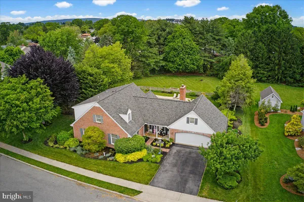 an aerial view of a house