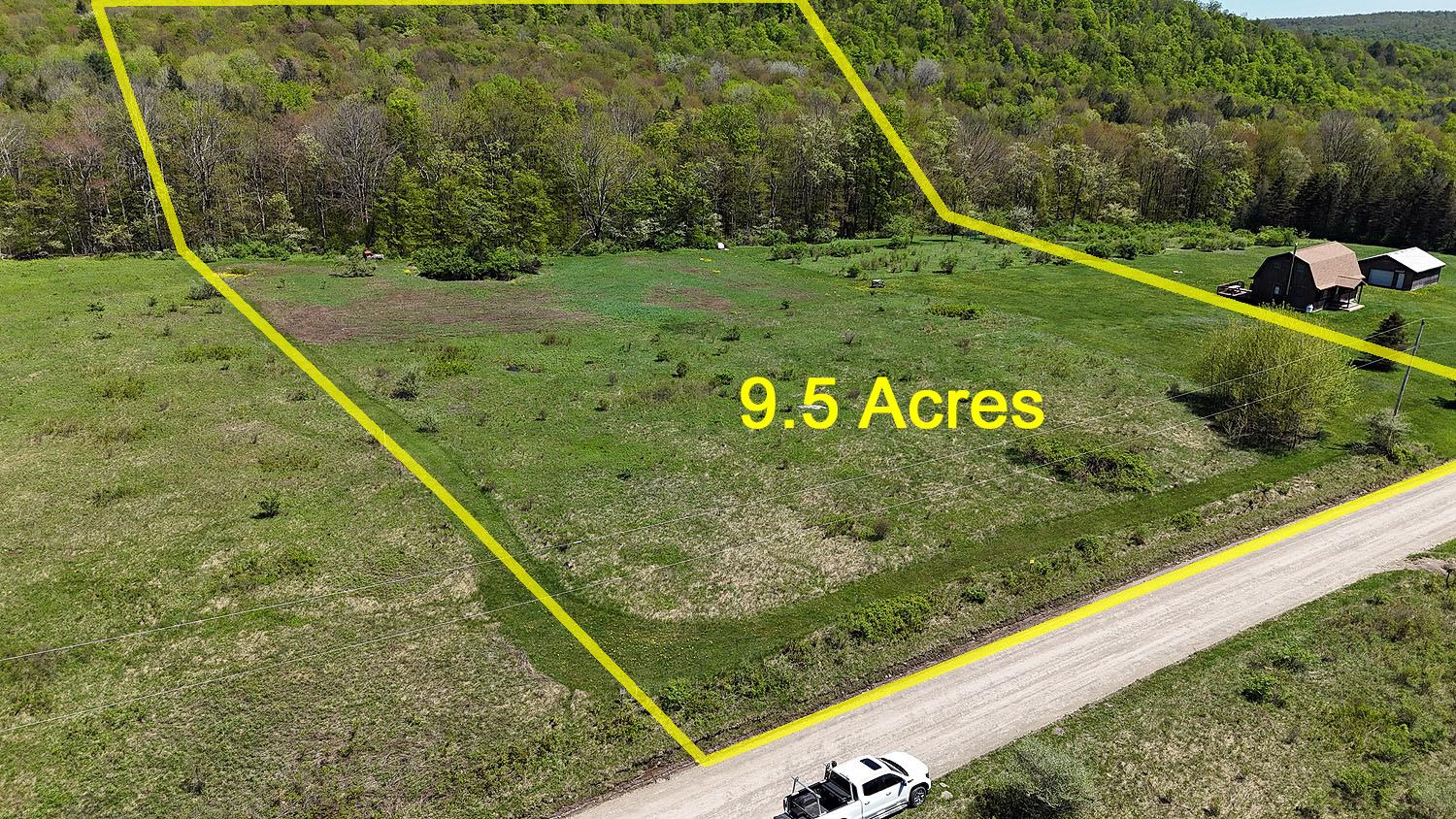0 Eminence Road Hancock, NY 13783 - Photo 1 of 1 Aerial overview of property's location with a heavily wooded area and property boundaries highlighted