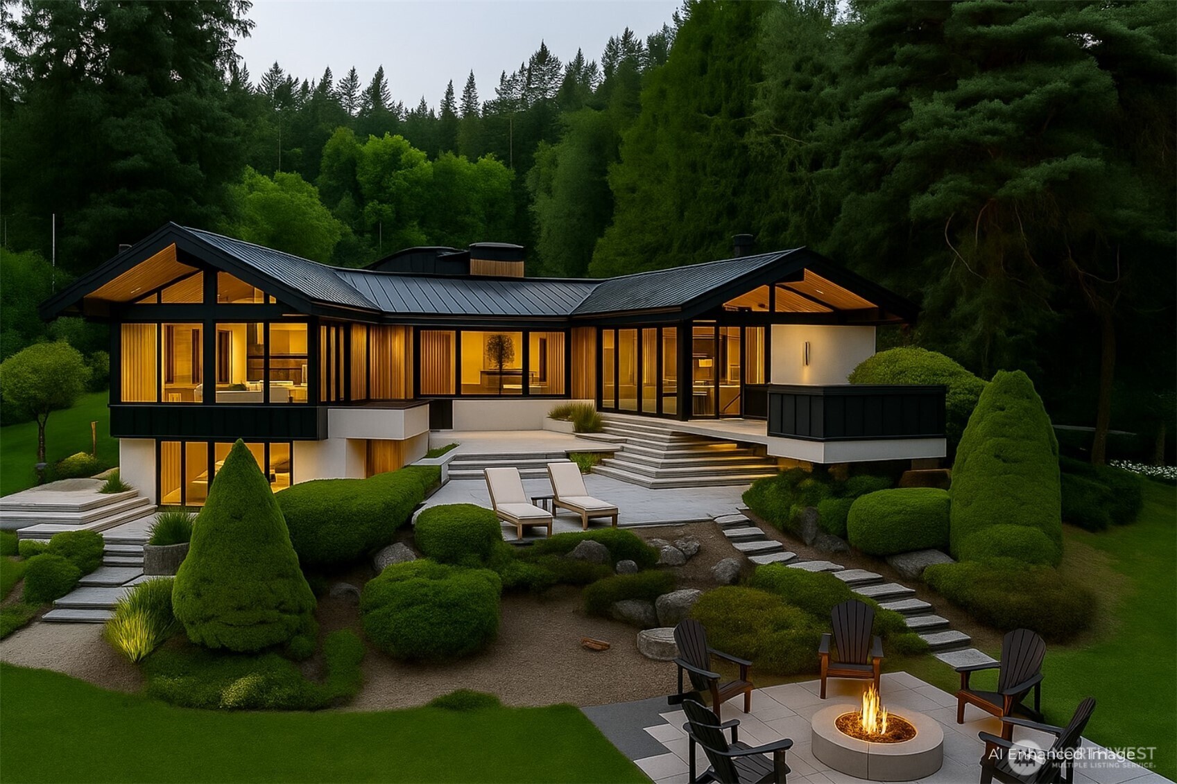 4802 East Mercer Way Mercer Island, WA 98040 - Photo 11 of 33 a backyard of a house with fountain table and chairs