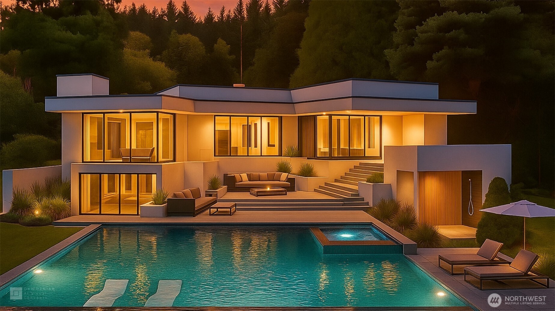 4802 East Mercer Way Mercer Island, WA 98040 - Photo 13 of 33 a view of a swimming pool with an outdoor seating