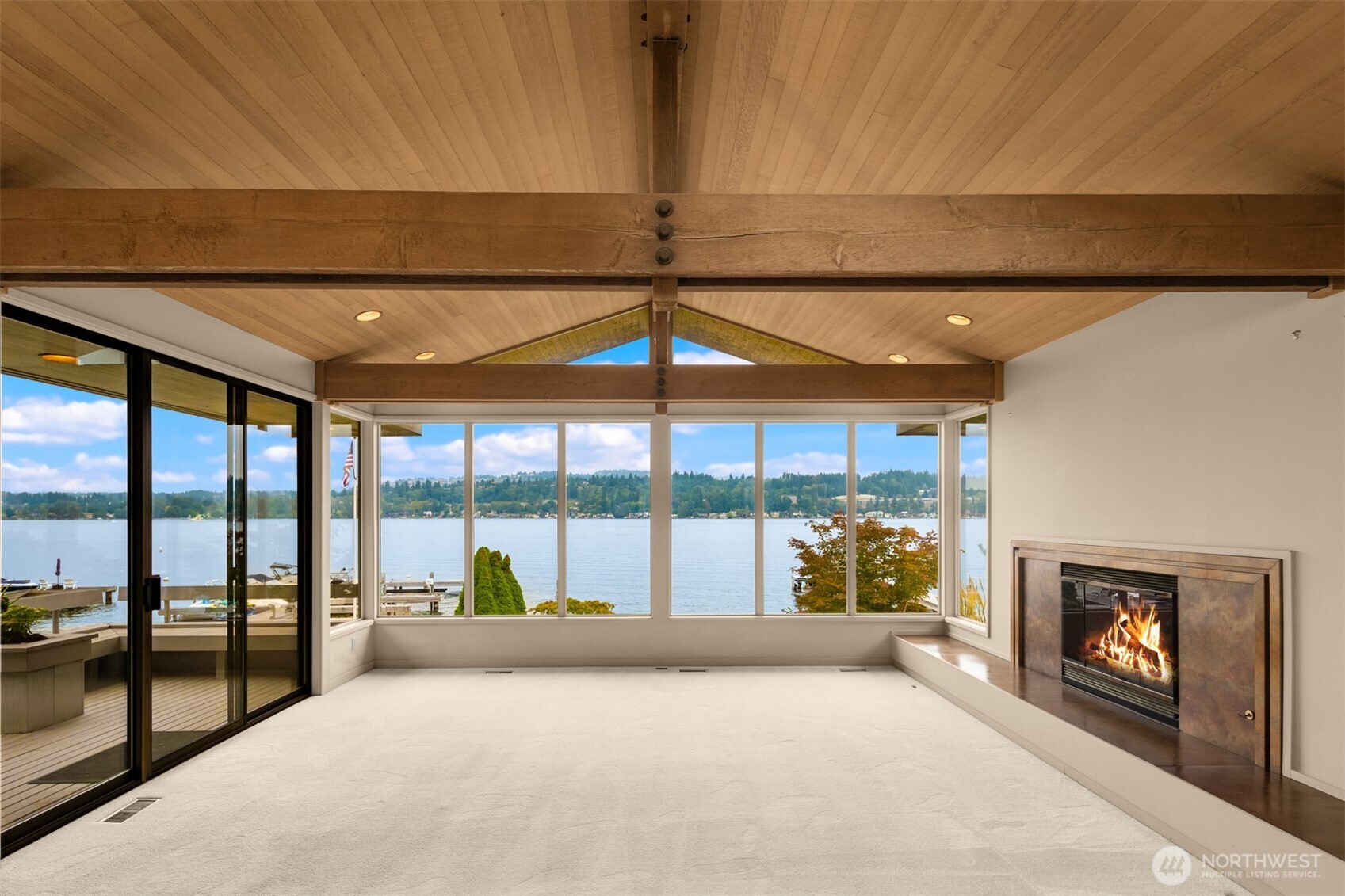 4802 East Mercer Way Mercer Island, WA 98040 - Photo 22 of 33 a view of an empty room with a fireplace