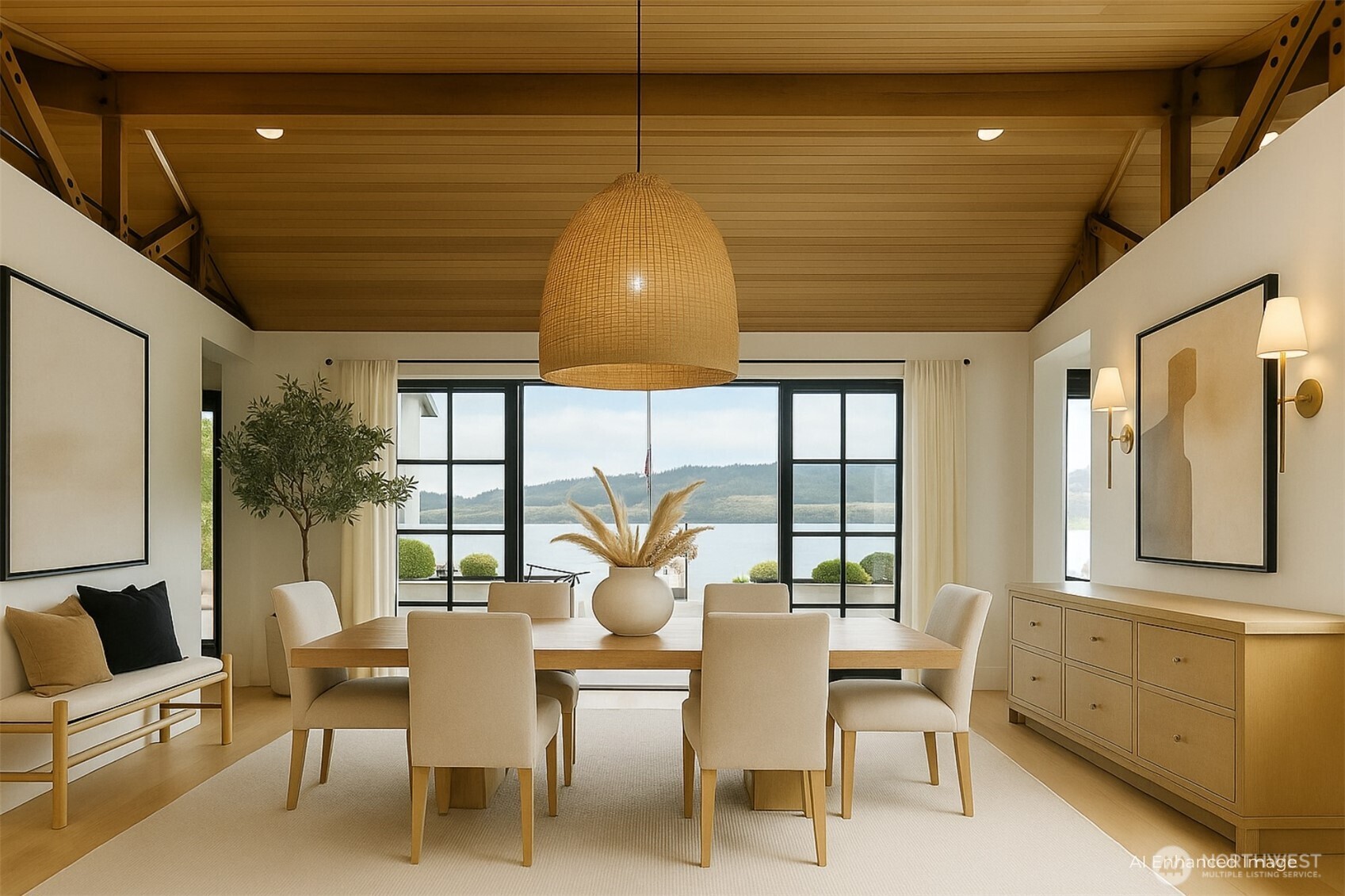 4802 East Mercer Way Mercer Island, WA 98040 - Photo 25 of 33 a dining room with furniture a chandelier and window