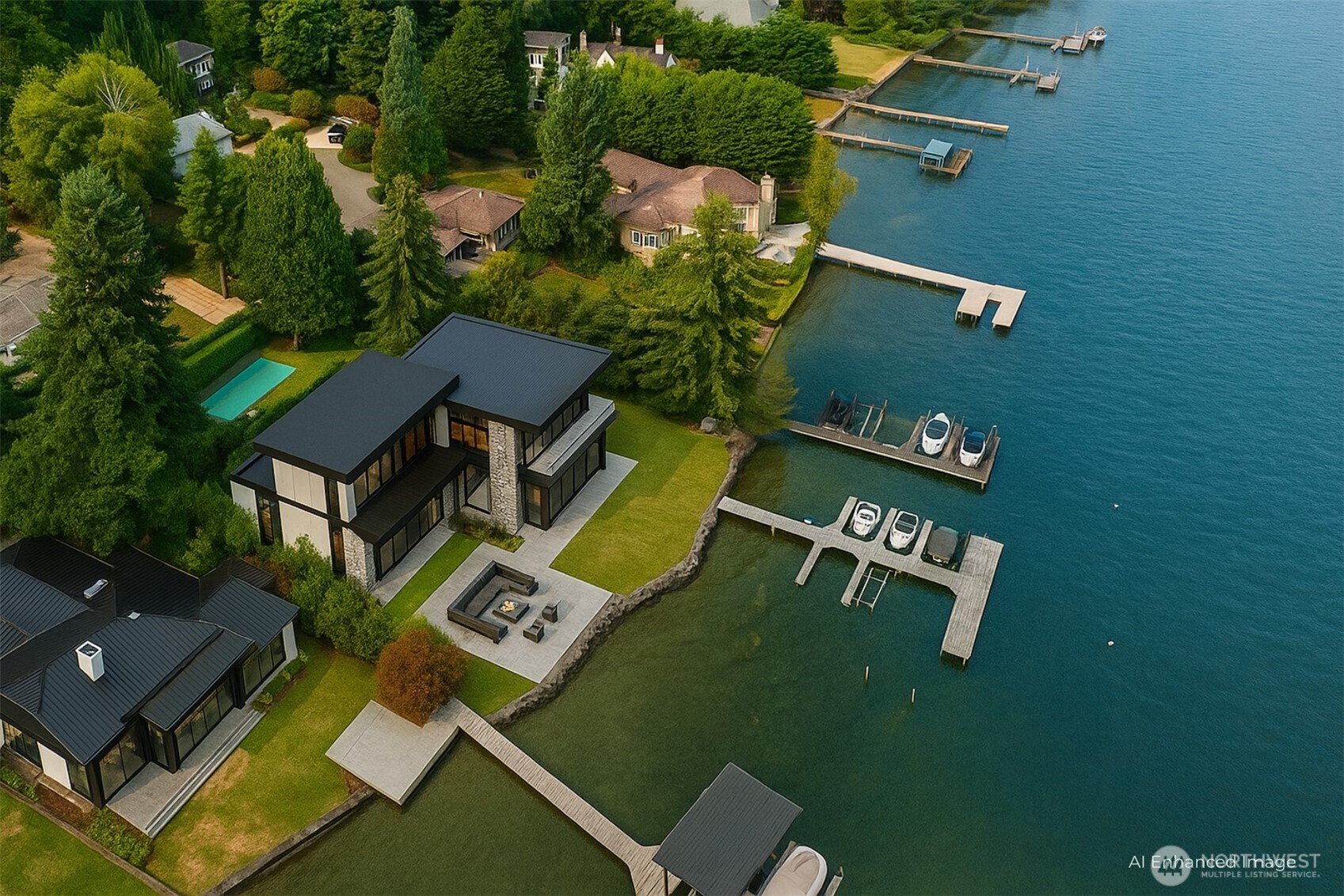 4802 East Mercer Way Mercer Island, WA 98040 - Photo 32 of 33 an aerial view of a house with swimming pool and outdoor space