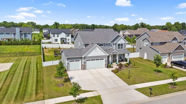 an aerial view of a house