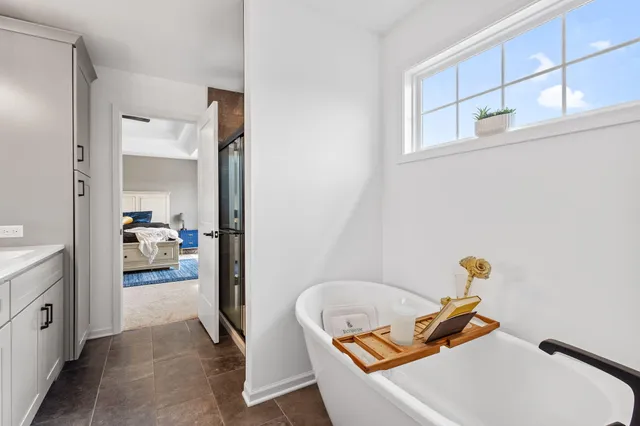 a living room with furniture potted plant and a rug