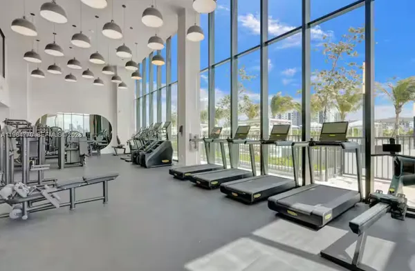 a view of a room with gym equipment