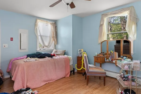 a view of street with sitting area