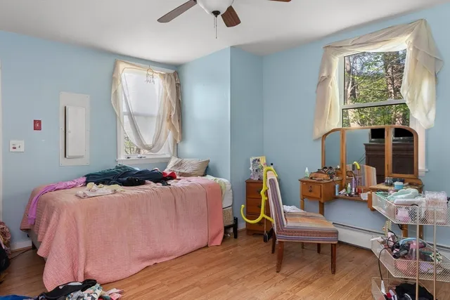 a view of street with sitting area