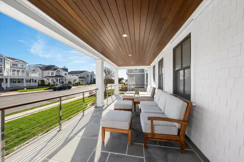 a outdoor space with lots of tables and chairs