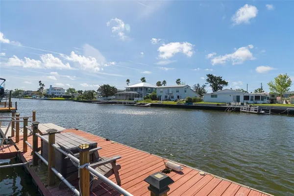a view of a lake with houses