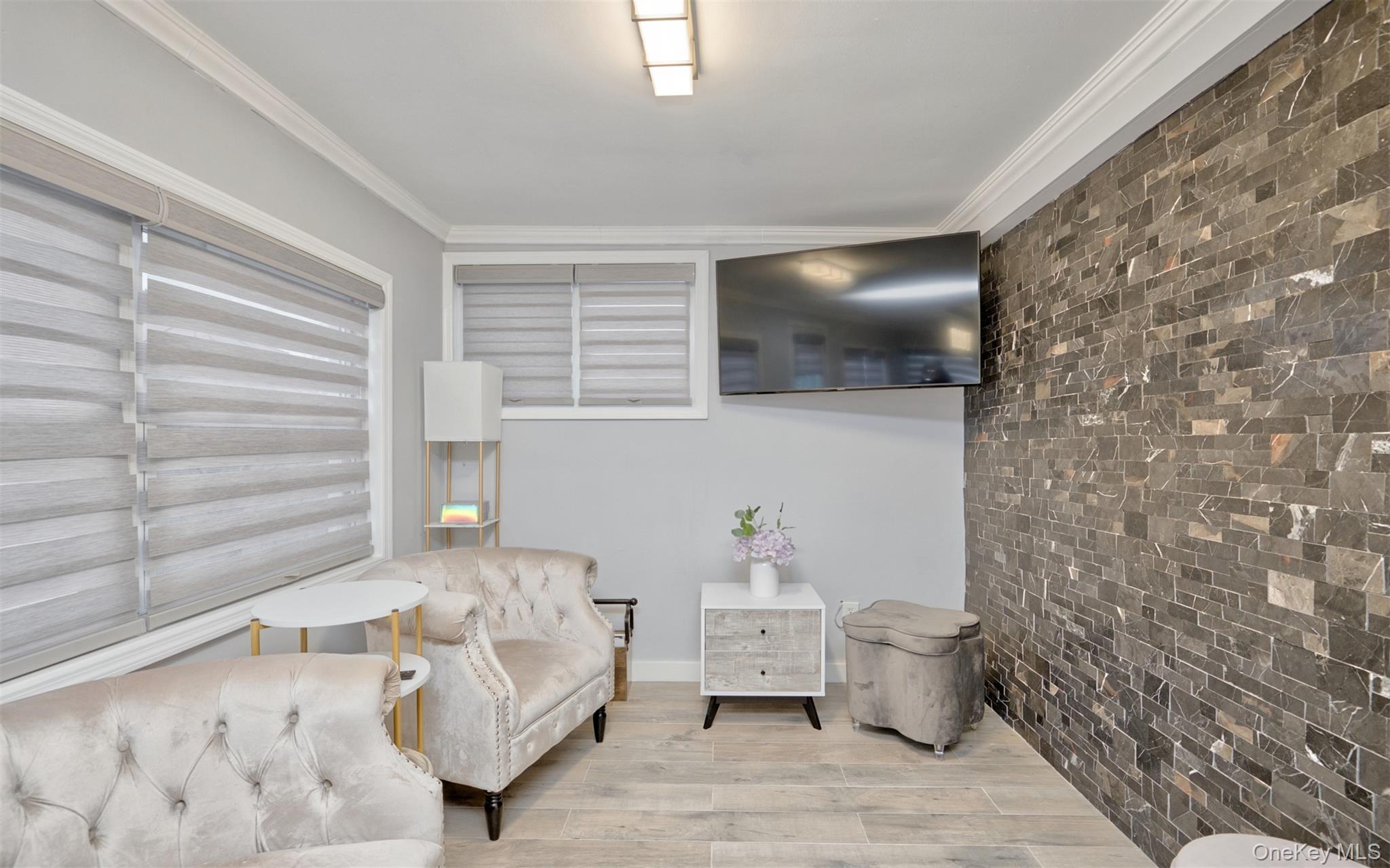 383 White Road Mineola, NY 11501 - Photo 9 of 21 a living room with furniture and a flat screen tv