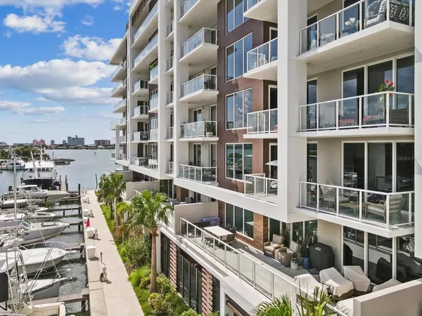 a view of a building with a garden