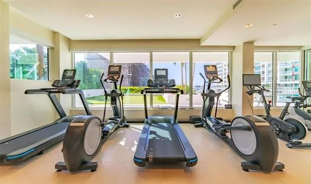a view of a room with gym equipment