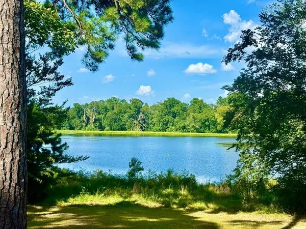 a view of a lake with houses