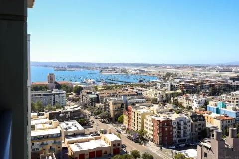 an aerial view of a city