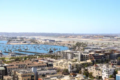 an aerial view of a city
