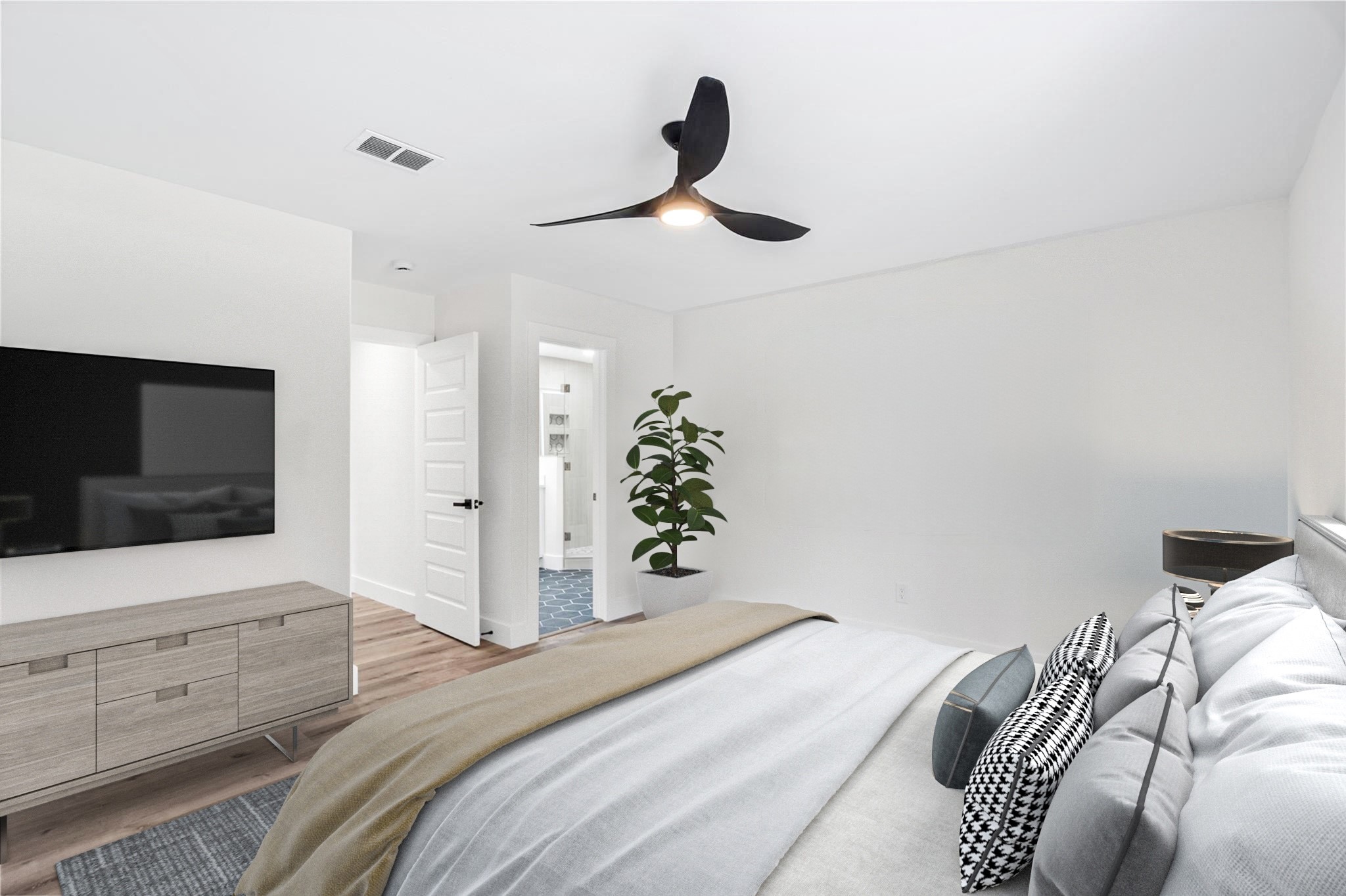 12019 Beth Lane Magnolia, TX 77354 - Photo 16 of 49 a bedroom with a bed and a flat screen tv