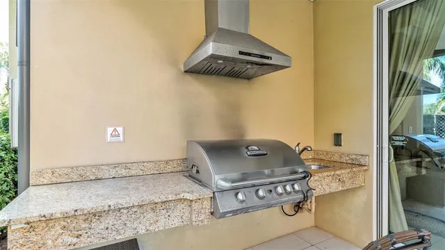 an aerial view of a house with garden