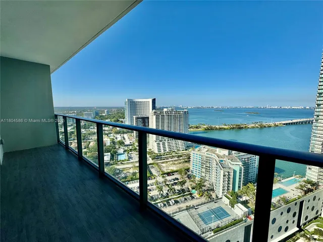 a view of city from a balcony