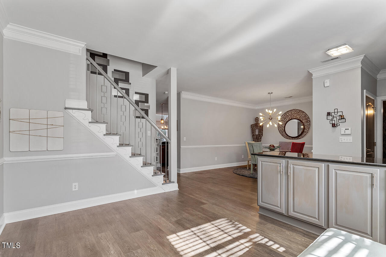The living room has functioned as a secondary office area for the current homeowners