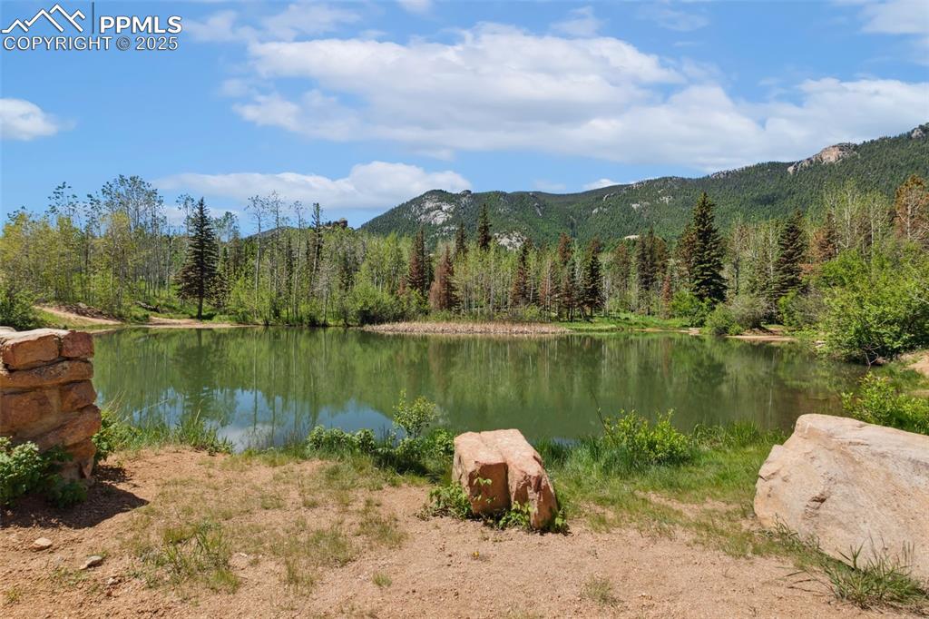 6050 Coffee Pot Road Manitou Springs, CO 80829 - Photo 34 of 34 a view of a lake with a yard and large trees
