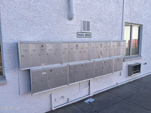 a view of cabinets and window