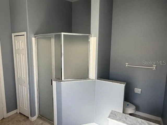 a bathroom with a bathtub