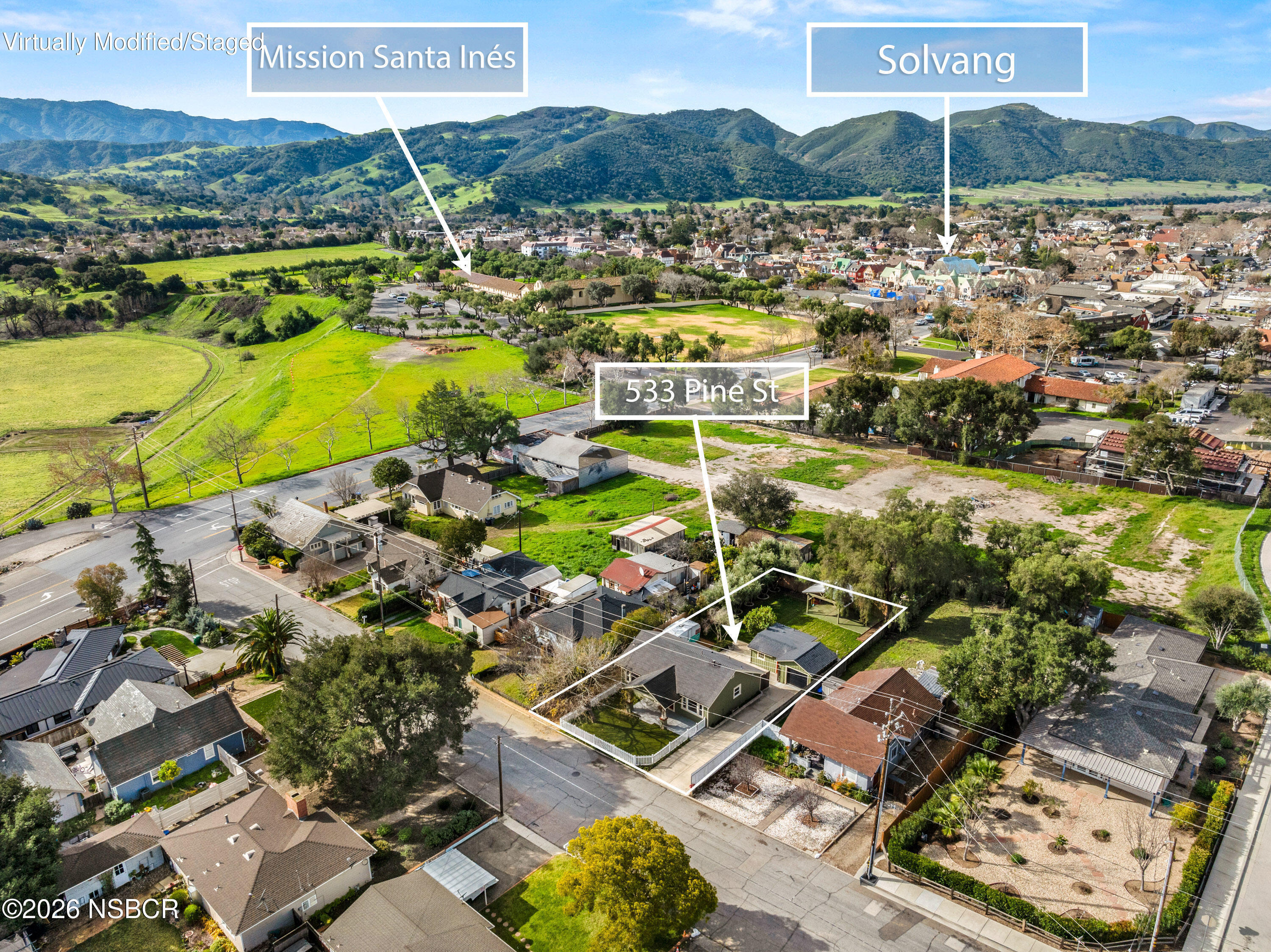 533 Pine Street Solvang, CA 93463 - Photo 35 of 37 an aerial view of residential houses with outdoor space