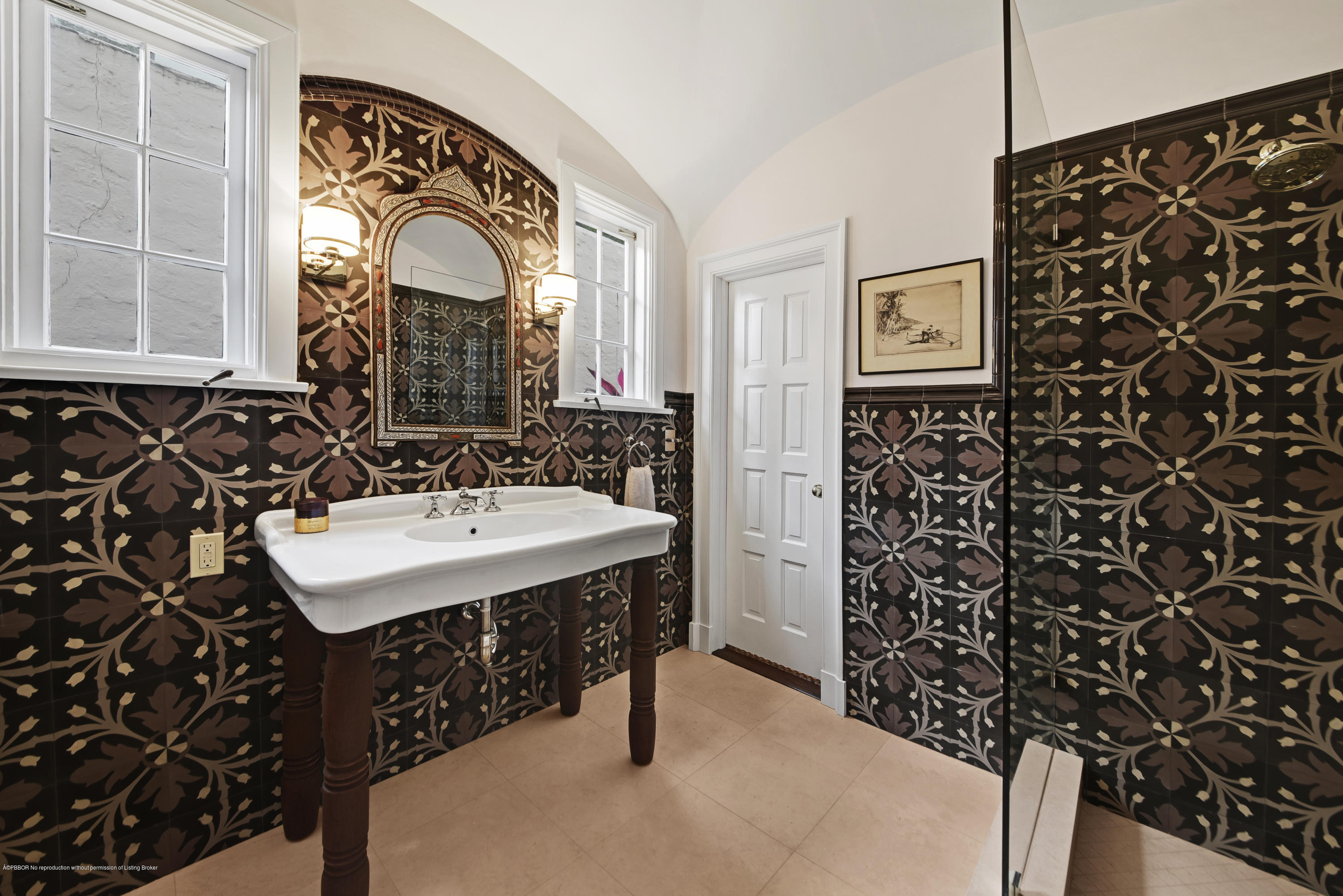 9 Golfview Road Palm Beach, FL 33480 - Photo 21 of 57 a bathroom with a sink a mirror and a shower