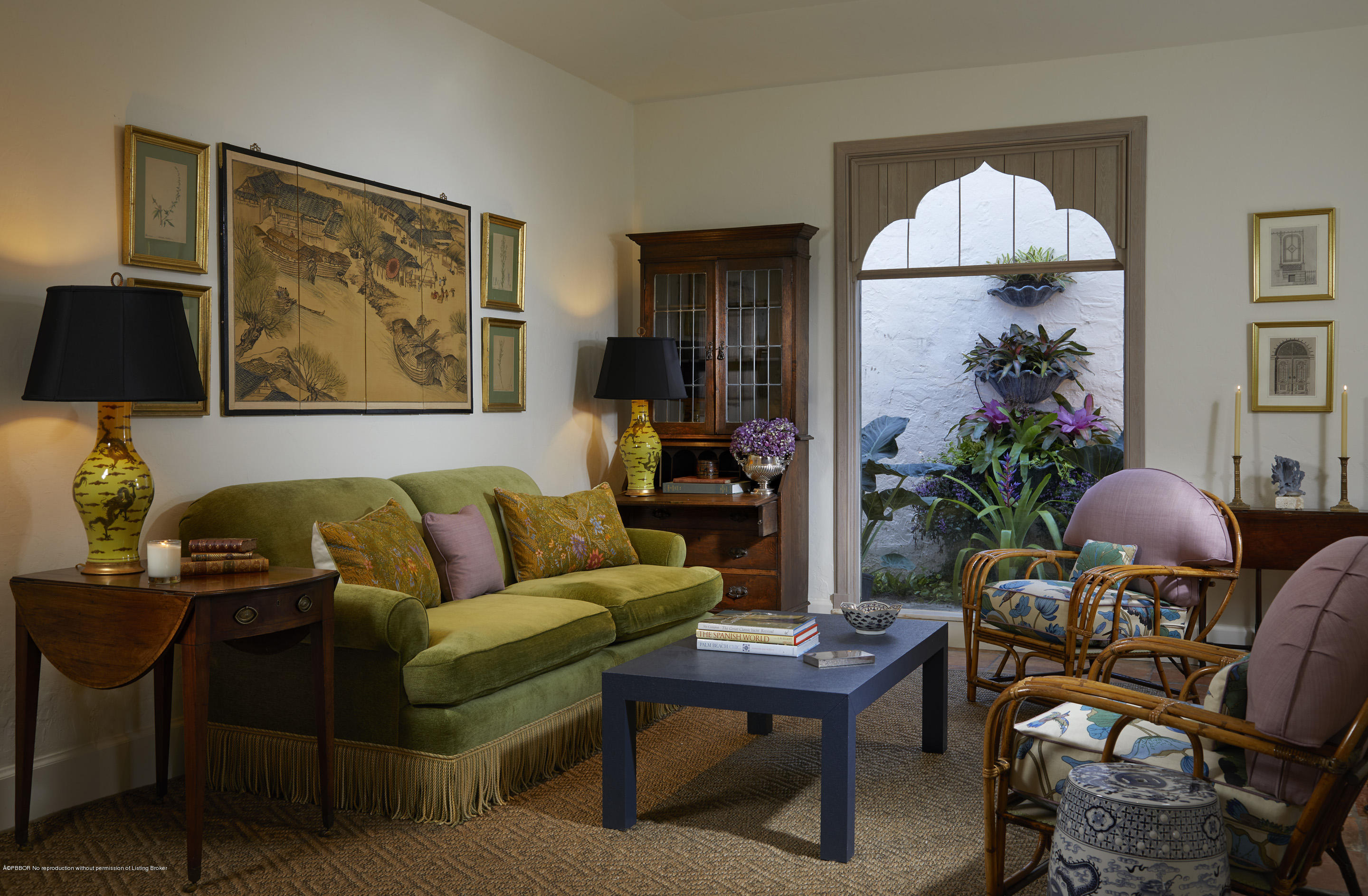 9 Golfview Road Palm Beach, FL 33480 - Photo 42 of 57 a living room with furniture a table and a potted plant