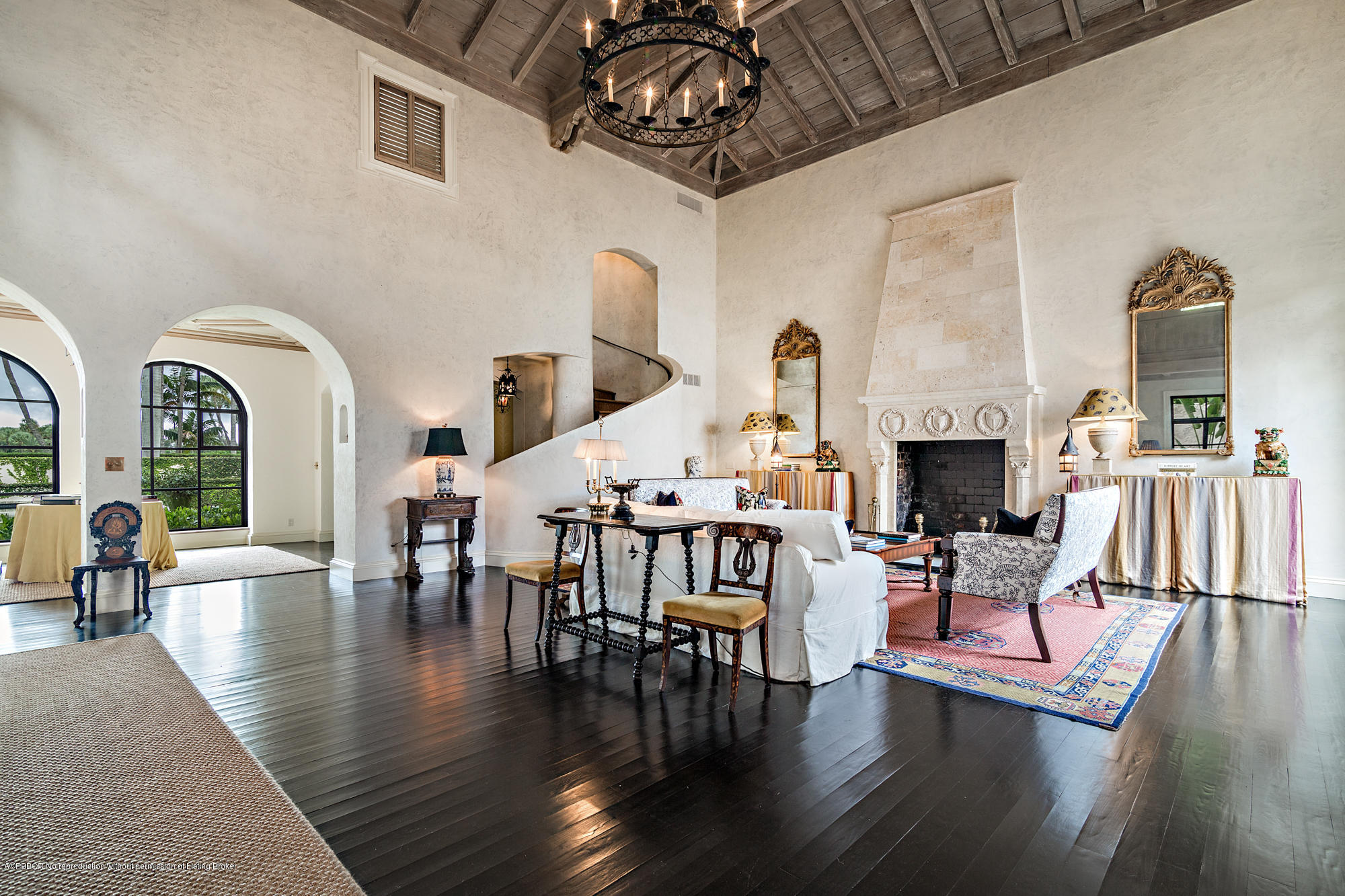 9 Golfview Road Palm Beach, FL 33480 - Photo 9 of 57 a living room with furniture a fireplace and wooden floor