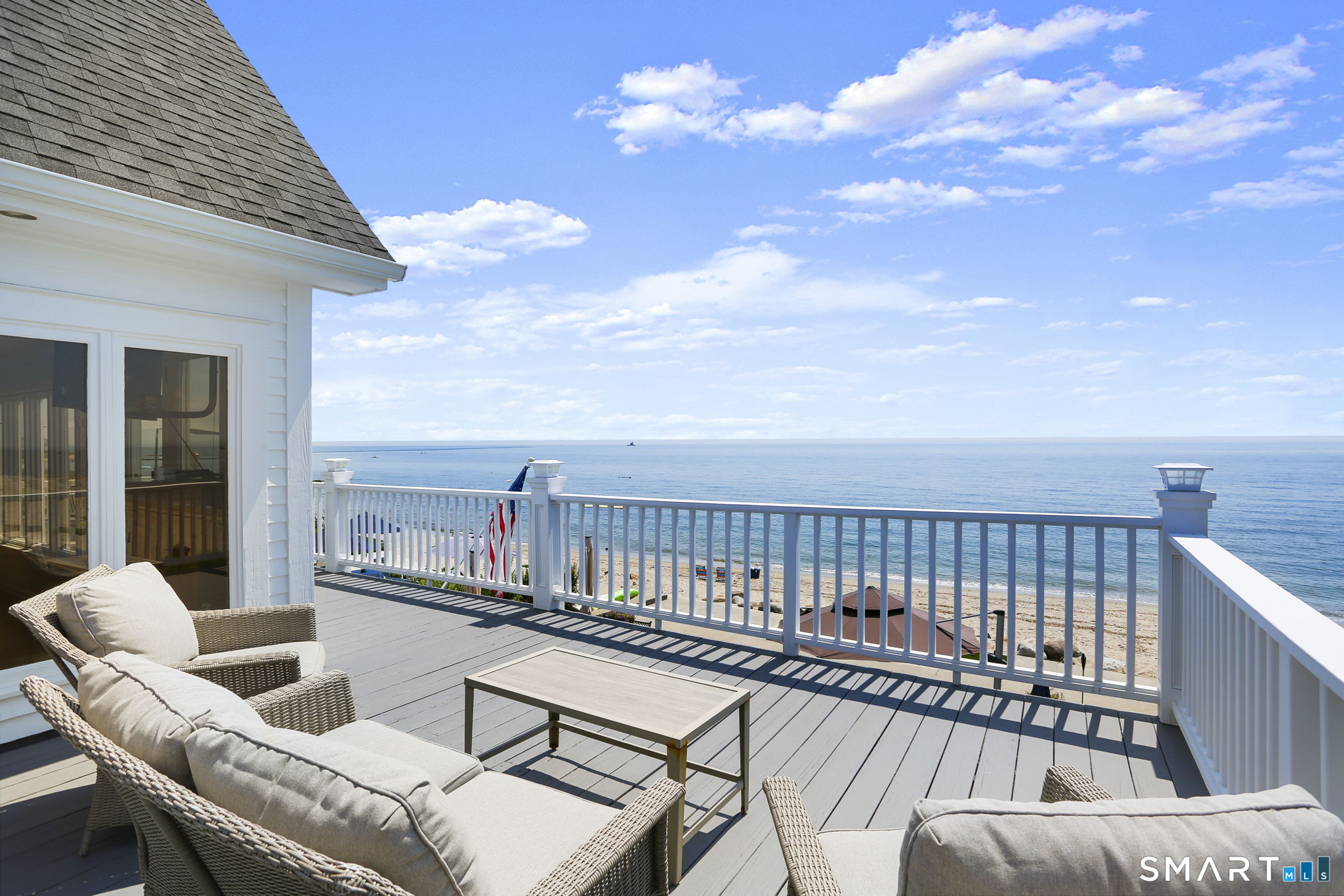 1149 Fairfield Beach Road Fairfield, CT 06824 - Photo 2 of 44 Wrap around deck provides the best views, thoughtfully designed for your own little slice for all waterfront facing bedrooms