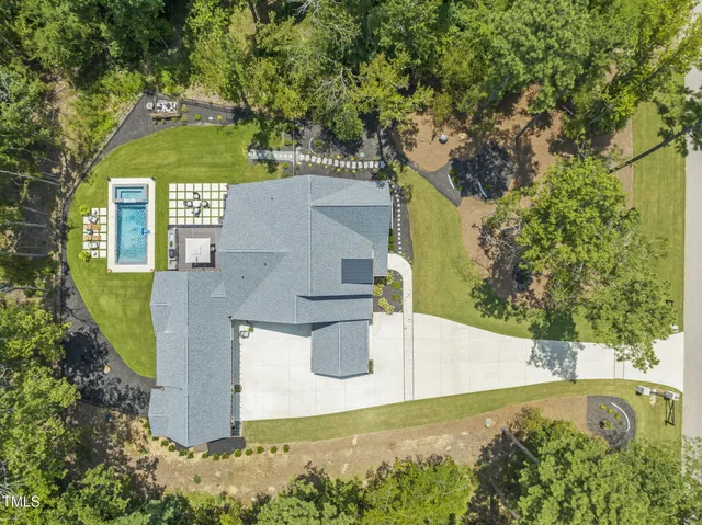 an aerial view of a house