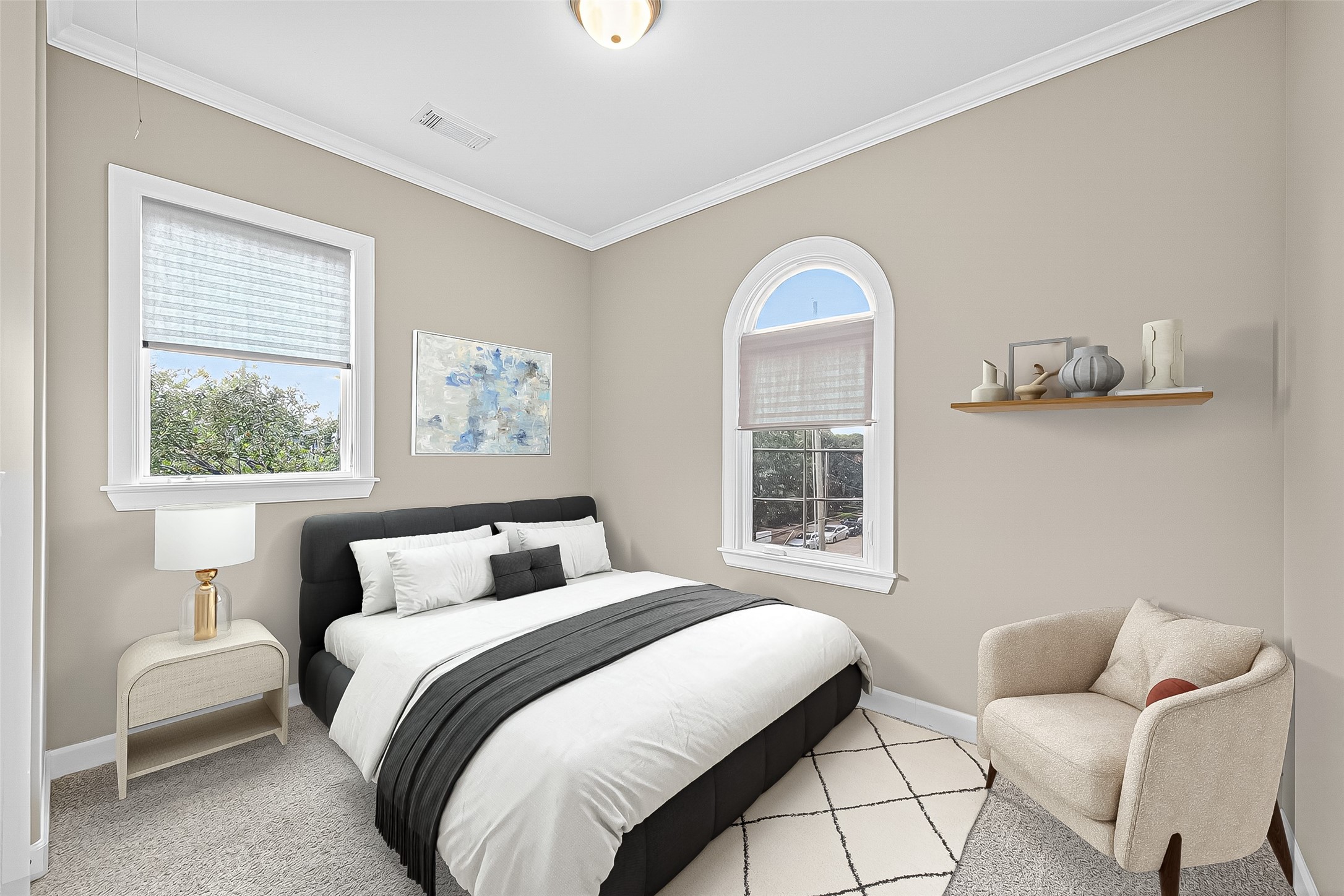 2624 Helena Street Houston, TX 77006 - Photo 22 of 33 a bedroom with a bed and a window