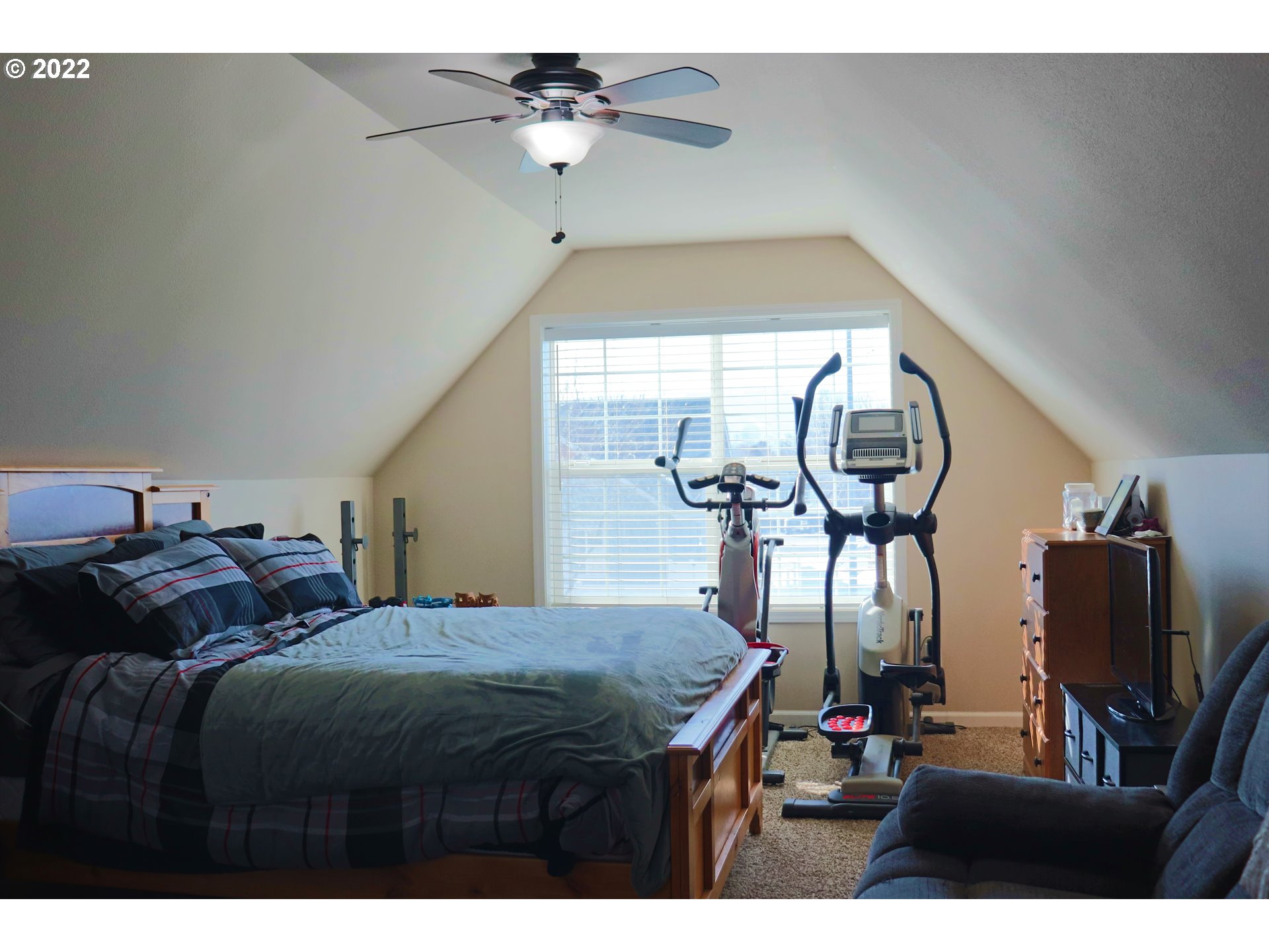 705 L Loop Baker City, OR 97814 - Photo 27 of 32 a bed room with a bed a dresser and potted plants