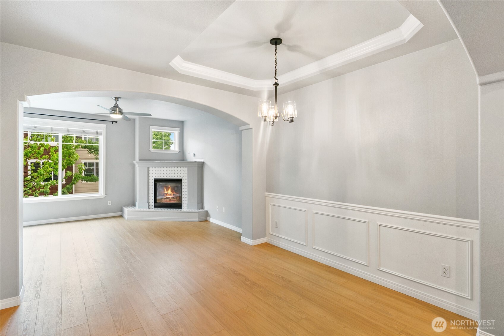 2923 Belmonte Lane Everett, WA 98201 - Photo 9 of 33 a view of an empty room with chandelier and fireplace