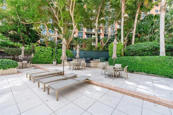 a view of garden with patio