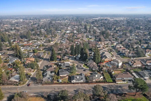 an aerial view of multiple house