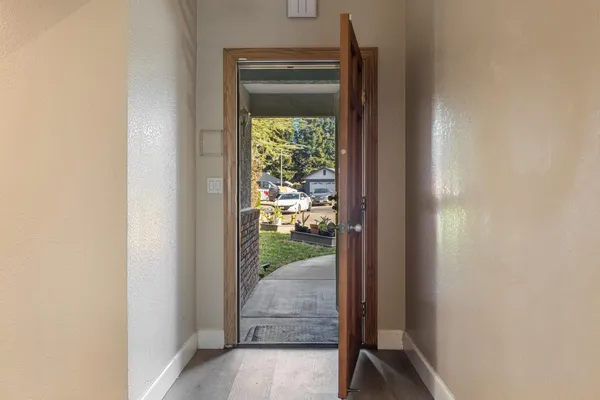 a view of a glass door