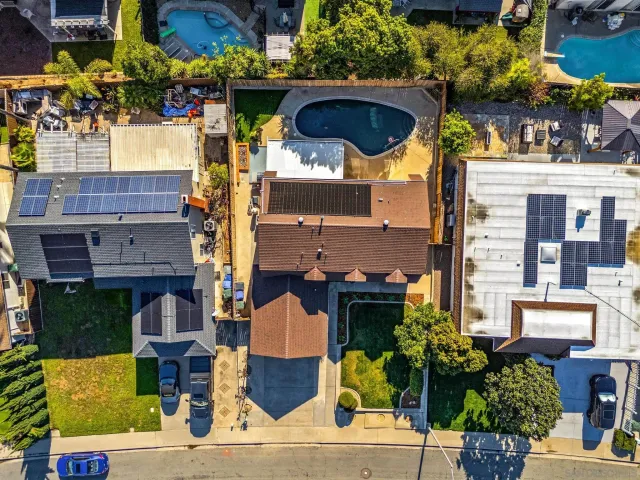 an aerial view of multiple house