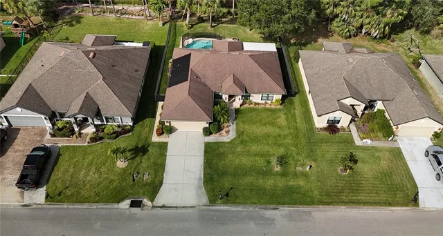 an aerial view of a house