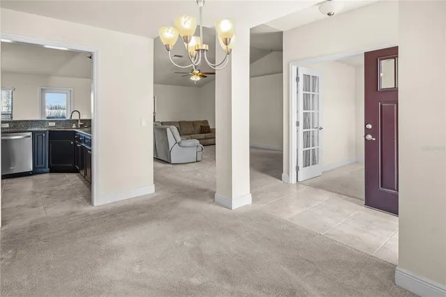 a view of a livingroom with a chandelier
