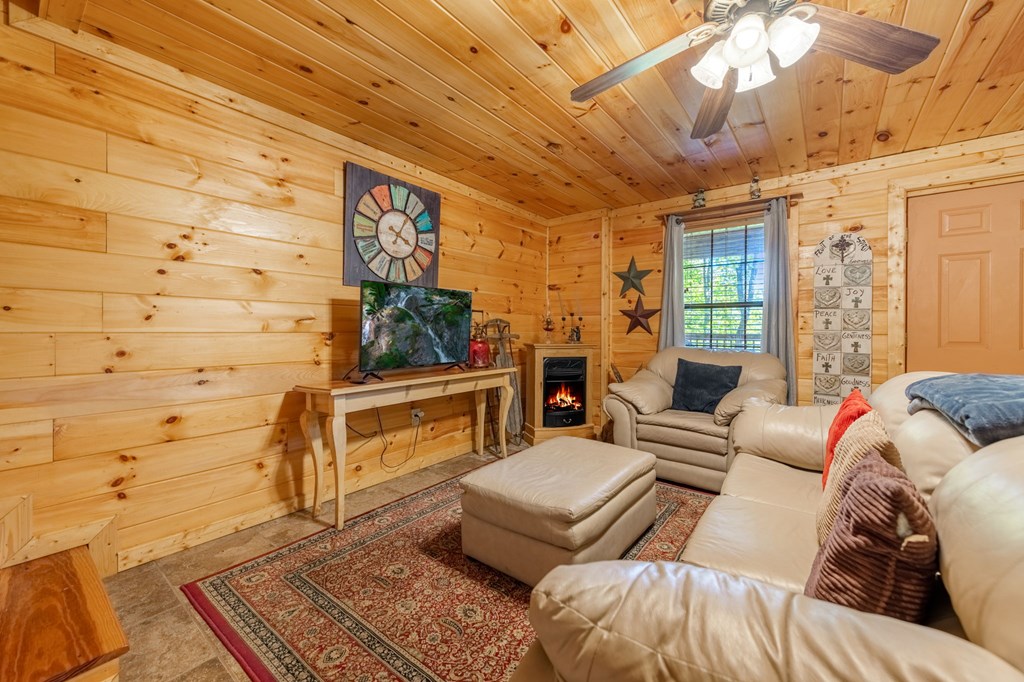 293 Broken Arrow Path Blue Ridge, GA 30513 - Photo 31 of 48 a living room with furniture and a fireplace