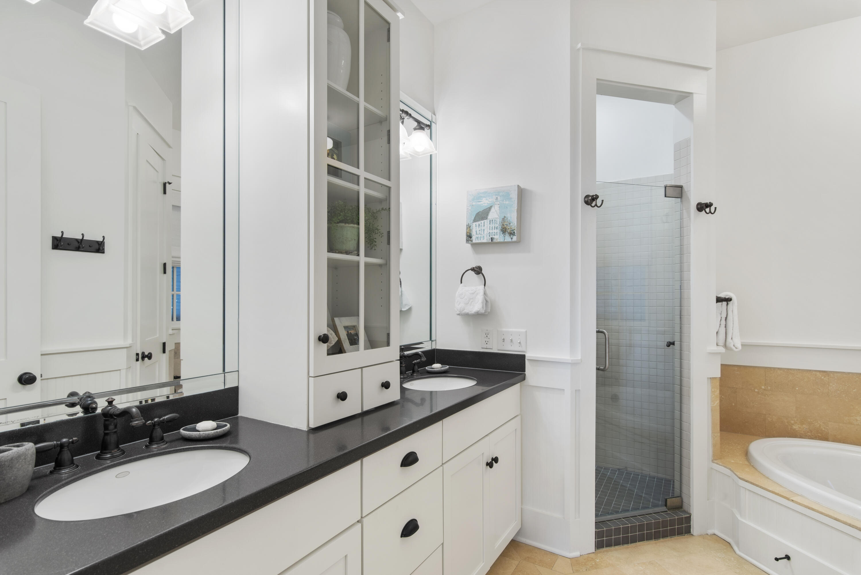 250 Needlerush Drive Santa Rosa Beach, FL 32459 - Photo 14 of 29 a bathroom with a granite countertop sink double vanity and a mirror